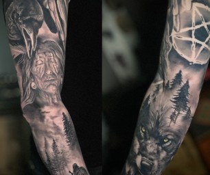 Tatouage manchette réaliste noir et gris